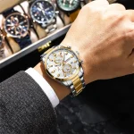 Curren 8445 Chronograph Men’s Watch- Silver Golden/White - Image 2