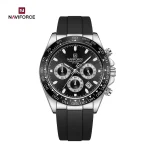 Naviforce 8054 Chronograph Rubber Belt Men's Watch- Black