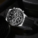 Naviforce 8054 Chronograph Rubber Belt Men's Watch- Black - Image 3
