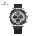 Naviforce 8054 Chronograph Rubber Belt Men's Watch- Black/Gray