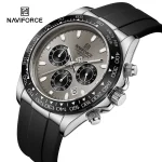 Naviforce 8054 Chronograph Rubber Belt Men's Watch- Black/Gray - Image 2