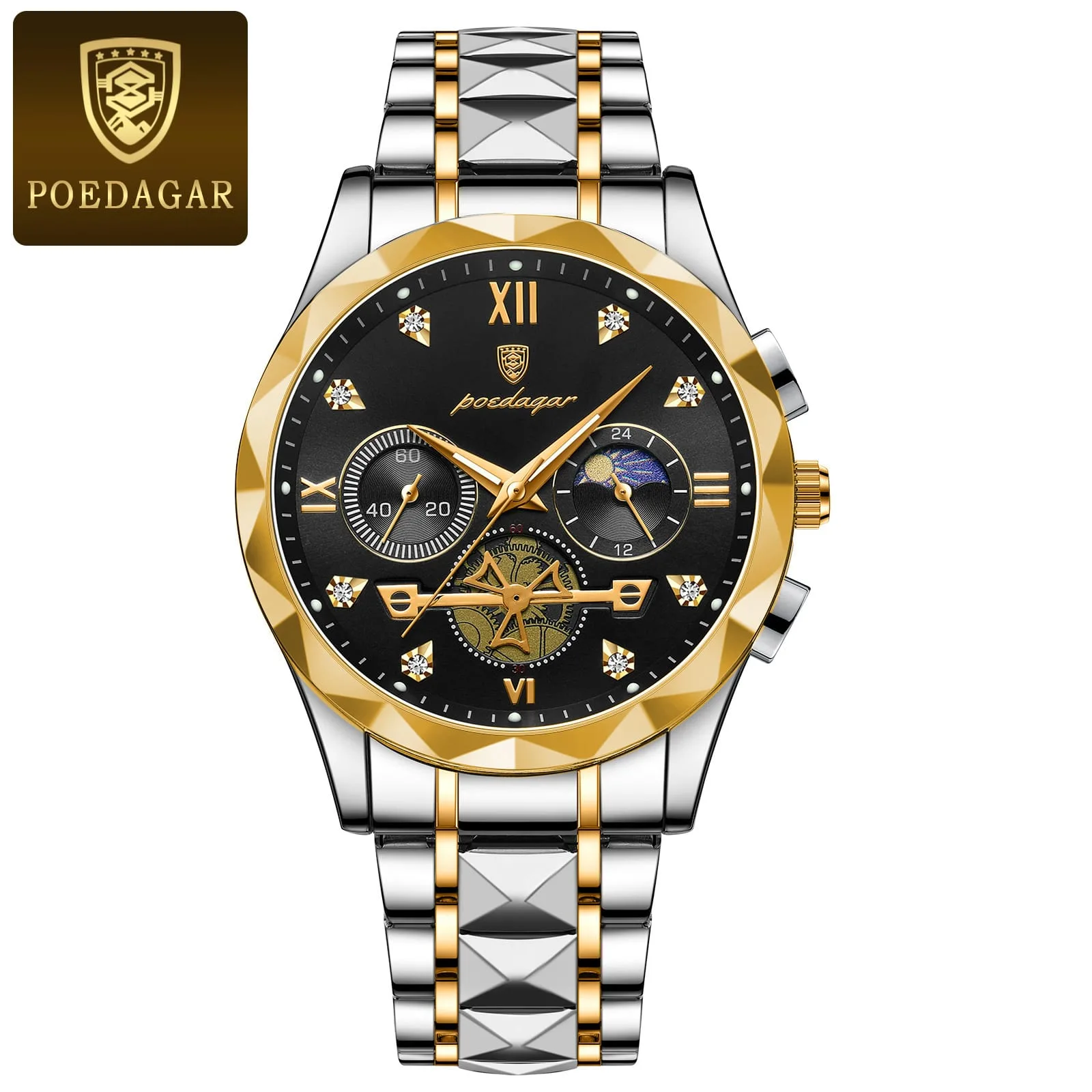2025-08-12-1755003931305-e0da248c-f30a-463a-b1fd-f0509f6d5fae-1-jpeg Poedagar 996 Chronograph Men’s Watch- Silver Golden/Black - Image 1