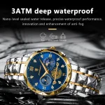 Poedagar 996 Chronograph Men’s Watch- Silver Golden/Blue - Image 2