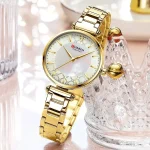Curren 9072 Stainless Steel Ladies Watch- Golden
