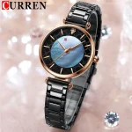 Curren 9072 Stainless Steel Ladies Watch- Black
