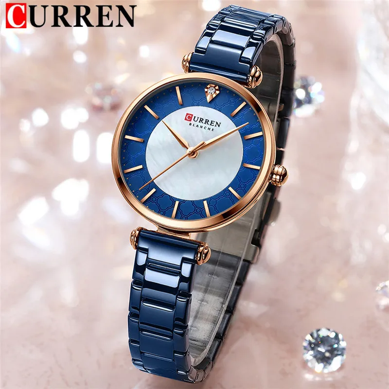 2025-08-12-1755005648045-CURREN-Women-Watch-Top-Brand-Luxury-Blue-Female-Waterproof-Clock-Mesh-Stainless-Steel-Bracelet-Simpl Curren 9072 Stainless Steel Ladies Watch- Blue - Image 1