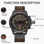Curren 8314 Chronograph Leather Belt Men's Watch- Brown/Black - Image 4
