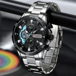 Curren 8402 Chronograph Stainless Steel Men's Watch- Silver - Image 2