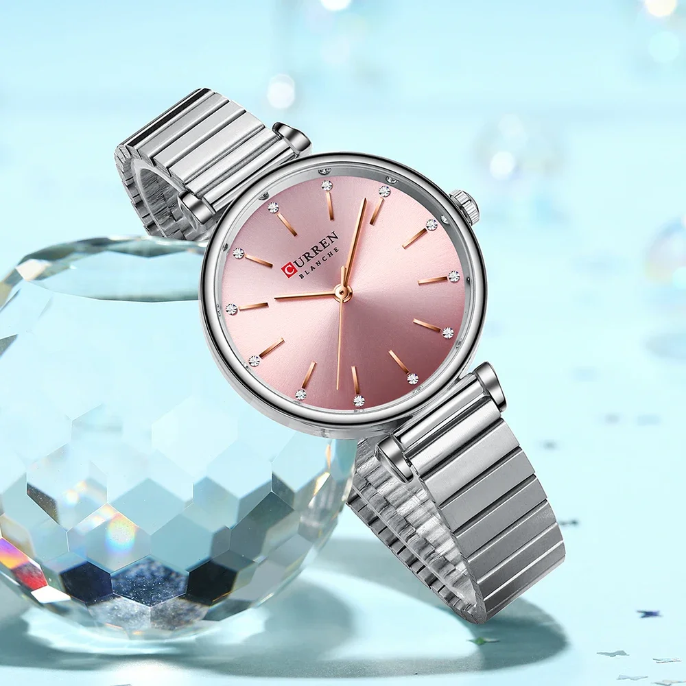 2025-08-12-1755005852795-Curren-9081-Ladies-Steel-Band-Watch-Waterproof-Quartz-Fashion-Casual-Women-s-Watch-Unique-Luxury-Wat Curren 9081 Stainless Steel Ladies Watch- Silver/Pink - Image 1