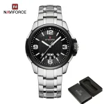 Naviforce 9215 Stainless Steel Men’s Watch- Silver/Black - Image 3