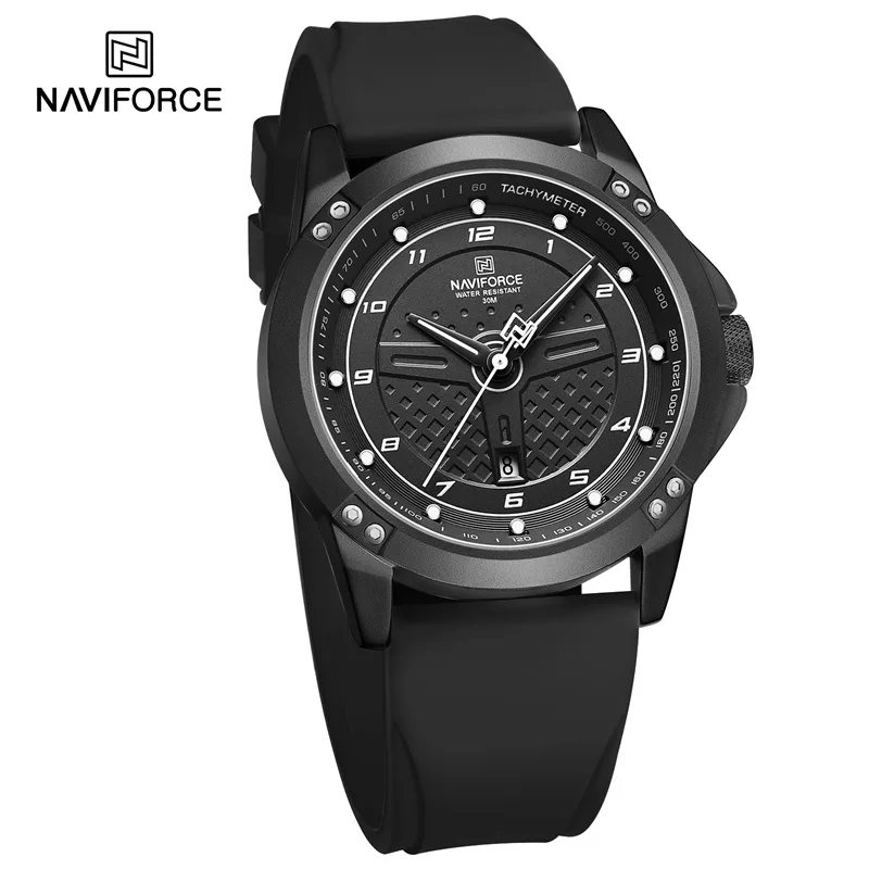 2025-08-12-1755005933011-S253fa4d27c884d30800a33362546dfc10-jpg Naviforce 8031 Rubber Belt Men’s Watch- Black - Image 1