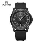Naviforce 8031 Rubber Belt Men’s Watch- Black - Image 2
