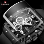 Naviforce 8025 Chronograph Rubber Belt Men’s Watch- Black - Image 4