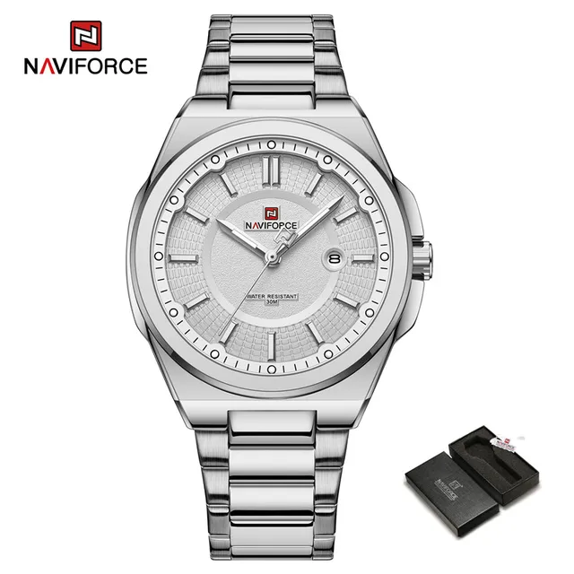2025-08-12-1755006038160-2023-New-NAVIFORCE-Watch-For-Men-Stainless-Steel-Band-Quartz-Wristwatches-Male-Clock-with-Luminous-P Naviforce 9212 Stainless Steel Men's Watch- Silver - Image 1
