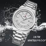 Naviforce 9212 Stainless Steel Men's Watch- Silver - Image 2