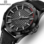 Naviforce 8023 Leather Belt Men’s Watch- Black - Image 2