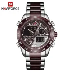 Naviforce 9171 Dual Time Men's Watch- Silver/Coffee - Image 5