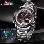 Naviforce 9171 Dual Time Men's Watch- Silver