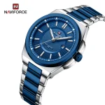 Naviforce 9212 Stainless Steel Men's Watch- Silver/Blue - Image 2