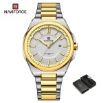 Naviforce 9212 Stainless Steel Men's Watch- Silver/Gold - Image 3
