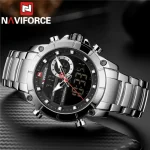 Naviforce 9163 Dual Time Men's Watch- Silver - Image 2