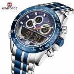Naviforce 9188 Dual Time Men's Watch- Silver/Blue - Image 3