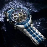 Naviforce 9188 Dual Time Men's Watch- Silver/Blue - Image 2