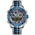 Naviforce 9188 Dual Time Men's Watch- Silver/Blue