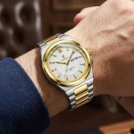 Poedagar 896 Stainless Steel Men's Watch- Silver Golden/White - Image 3
