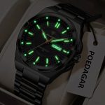 Poedagar 896 Stainless Steel Men's Watch- Black - Image 2