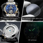 Olevs 9910 Automatic Mechanical Men’s Watch- Silver Golden/Blue - Image 2