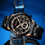 Curren 8355 Chronograph Stainless Steel Men’s Watch- Black - Image 3