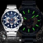 Curren 8363 Chronograph Men’s Watch- Silver/Blue - Image 3