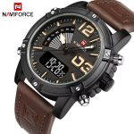 Naviforce 9095 Dual Time Leather Belt Men's Watch- Brown - Image 3