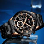 Curren 8355 Chronograph Stainless Steel Men’s Watch- Black - Image 2