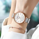 Curren 9081 Stainless Steel Ladies Watch- Silver/White - Image 2