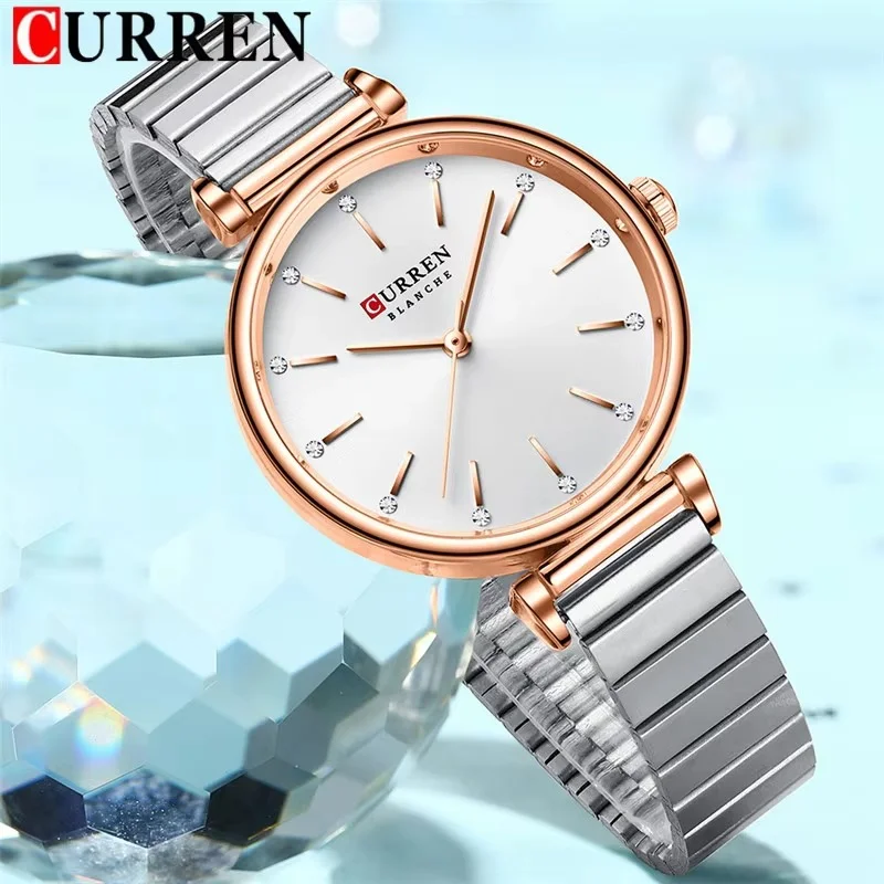main_imageHfe7e518b5c2e40469b611da2981278cby Curren 9081 Stainless Steel Ladies Watch- Silver/White - Image 1