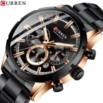 Curren 8355 Chronograph Stainless Steel Men’s Watch- Black - Image 4
