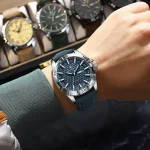 Poedagar 895 Leather Belt Men’s Watch- Blue - Image 2