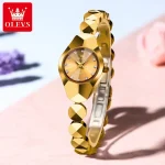 Olevs 7007 Tungsten Steel Ladies Watch- Golden