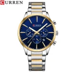 Curren 8435 Chronograph Men’s Watch- Silver Golden/Blue - Image 5