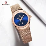 Naviforce 5004 Stainless Steel Ladies Watch- Rose Gold/Blue