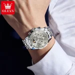 Olevs 3653 Chronograph Men's Watch- Silver/Gray - Image 2