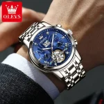 Olevs 9910 Automatic Mechanical Men’s Watch- Silver/Blue - Image 2
