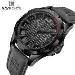 Naviforce 8023 Leather Belt Men’s Watch- Gray - Image 4