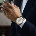 Curren 8435 Chronograph Men’s Watch- Silver Golden/White - Image 2