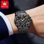 Olevs 3653 Chronograph Men's Watch- Black - Image 2