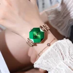 Poedagar 1005 Diamond Cut Glass Ladies Watch- Rose Gold/Green - Image 2