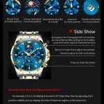 Olevs 3653 Chronograph Men's Watch- Silver Golden/Blue - Image 5
