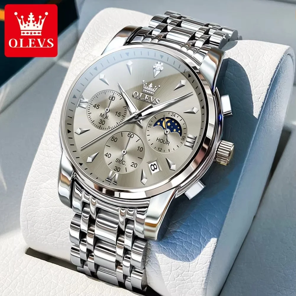 variant_imageS034b117a94374be6b49c86beb39cfa0b4 Olevs 3639 Chronograph Men’s Watch- Silver/Gray - Image 1